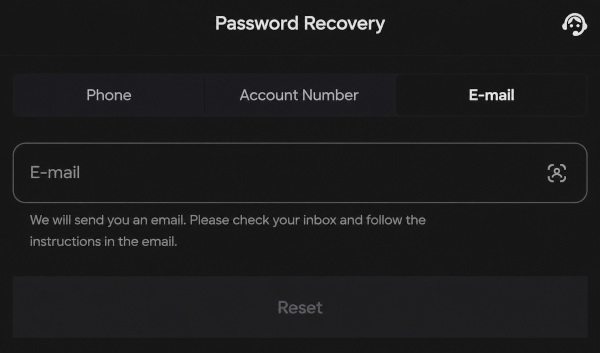Forgotten password recovery feature